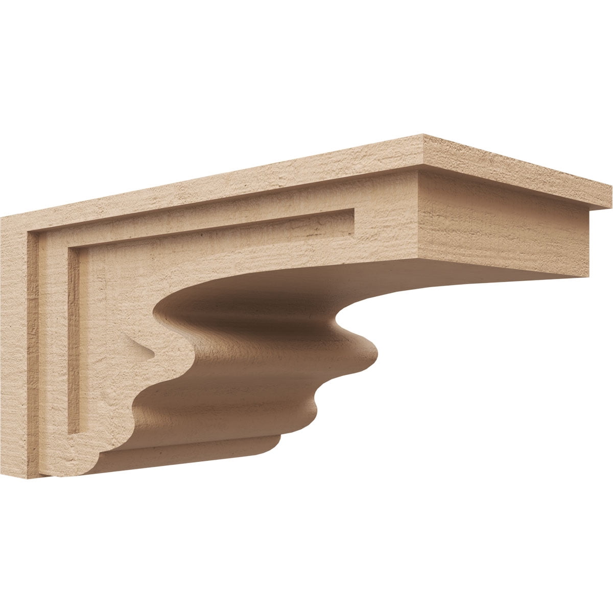 10"W x 20"D x 10"H Wide Highland Rough Cedar Woodgrain TimberThane Corbel, Primed Tan