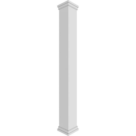 Ekena Millwork 10"W x 4'H Premium Square Non-Tapered Smooth PVC Endura-Craft Column Wrap Kit, Prairie Capital & Base