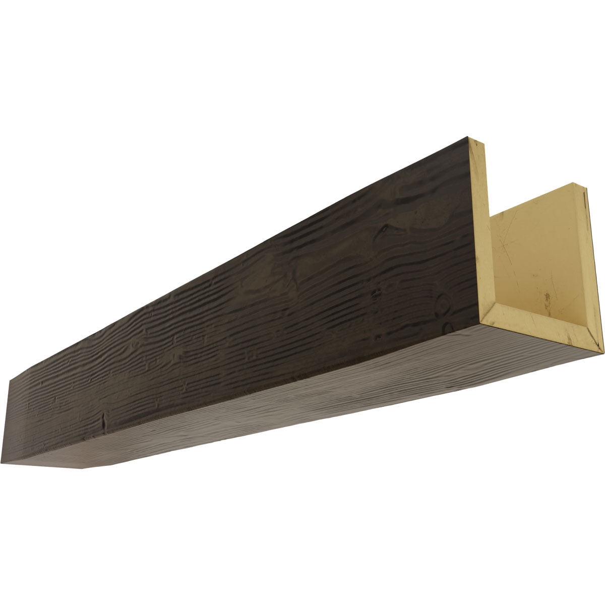 Ekena Millwork 10"W x 4"H x 22'L 3-Sided (U-beam) Sandblasted Endurathane Faux Wood Ceiling Beam, Premium Walnut