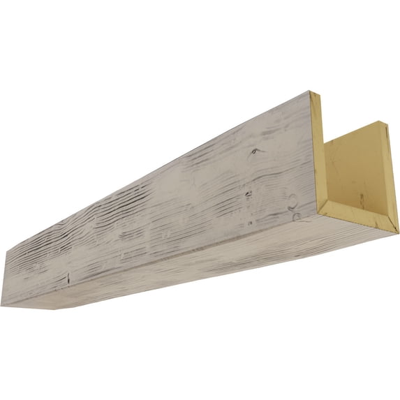 Ekena Millwork 10"W x 6"H x 24'L 3-Sided (U-beam) Sandblasted Endurathane Faux Wood Ceiling Beam, Burnished Pine
