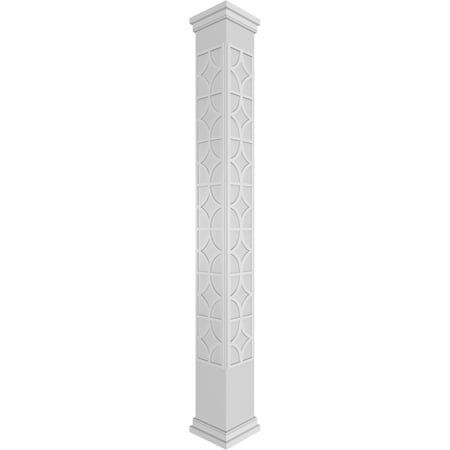 Ekena Millwork 10"W x 8'H Craftsman Classic Square Non-Tapered Magnolia Fretwork Column w/ Prairie Capital & Prairie Base