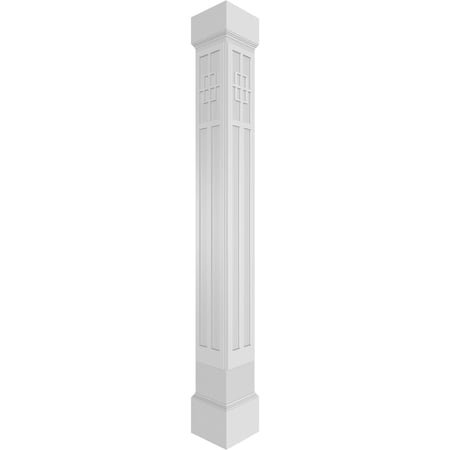 Ekena Millwork 10"W x 8'H Craftsman Classic Square Non-Tapered San Antonio Mission Style Fretwork Column w/ Mission Capital & Mission Base