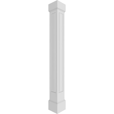 Ekena Millwork 10"W x 8'H Premium Square Non-Tapered Raised Panel PVC Endura-Craft Column Wrap Kit, Mission Capital & Base