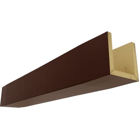 Ekena Millwork 10"W x 8"H x 12'L 3-Sided (U-beam) Rough Cedar Endurathane Faux Wood Ceiling Beam, Natural Pecan