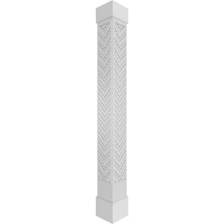 Ekena Millwork 10"W x 9'H Craftsman Classic Square Non-Tapered Gilcrest Fretwork Column w/ Standard Capital & Standard Base