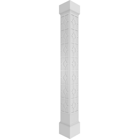 Ekena Millwork 10"W x 9'H Craftsman Classic Square Non-Tapered Kinsman Fretwork Column w/ Mission Capital & Mission Base