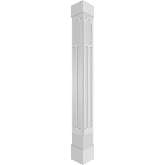 Ekena Millwork 10"W x 9'H Craftsman Classic Square Non-Tapered Paramount Fretwork Column w/ Standard Capital & Standard Base