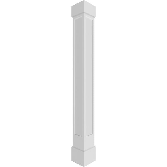 Ekena Millwork 10"W x 9'H Craftsman Classic Square Non-Tapered Recessed Panel Column w/ Standard Capital & Standard Base