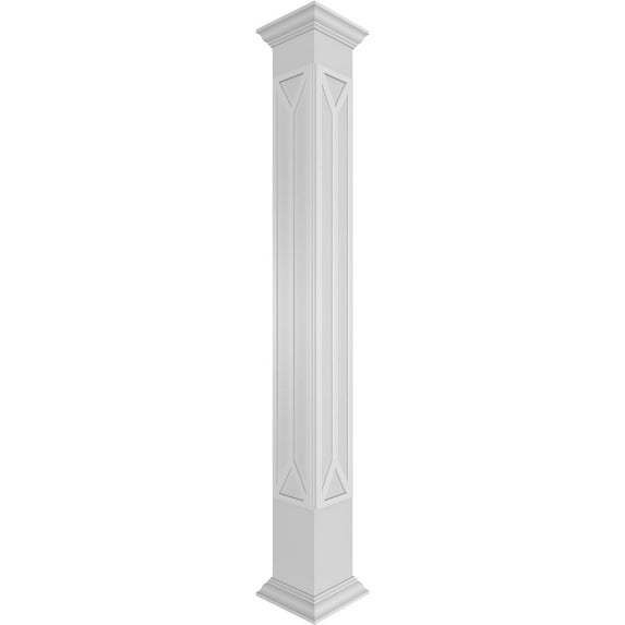 Ekena Millwork 10"W x 9'H Craftsman Classic Square Non-Tapered San Carlos Mission Style Fretwork Column w/ Crown Capital & Crown Base