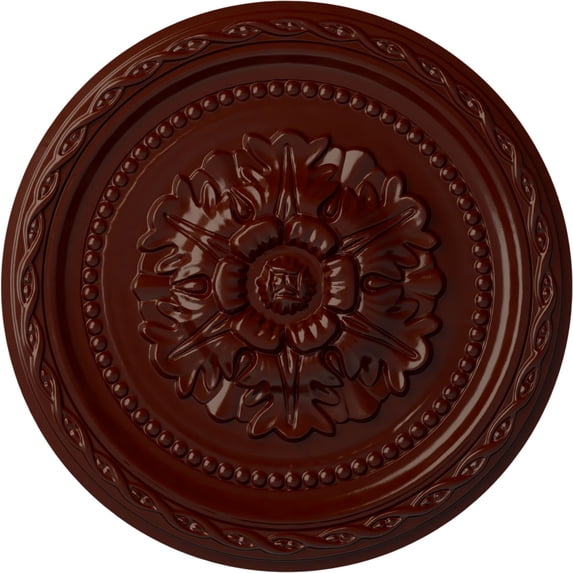 Ekena Millwork 11 1/2"OD x 1"P Palmetto Ceiling Medallion, Hand-Painted Brushed Mahogany