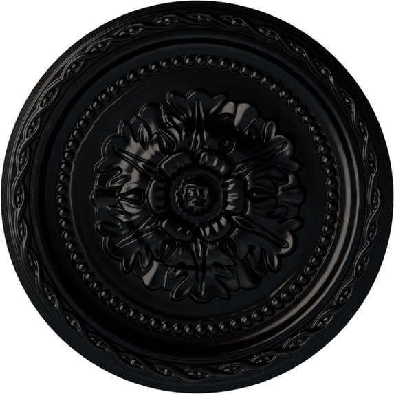 Ekena Millwork 11 1/2"OD x 1"P Palmetto Ceiling Medallion, Hand-Painted Jet Black