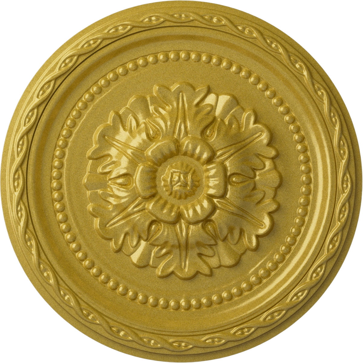 Ekena Millwork 11 1/2"OD x 1"P Palmetto Ceiling Medallion, Hand-Painted Rich Gold