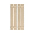 thumbnail image 1 of Ekena Millwork 11 1/2"W x 28"H Rustic Two Board Spaced Board-n-Batten Sandblasted Faux Wood Shutters (Per Pair), Primed Tan, 1 of 11