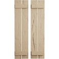 thumbnail image 1 of Ekena Millwork 11 1/2"W x 32"H Rustic Two Board Spaced Board-n-Batten Hand Hewn Faux Wood Shutters (Per Pair), Primed Tan, 1 of 12
