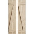 thumbnail image 1 of Ekena Millwork 11 1/2"W x 32"H Rustic Two Board Spaced Board-n-Batten Pecky Cypress Faux Wood Shutters w/Z-Board (Per Pair), Primed Tan, 1 of 11