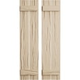 thumbnail image 1 of Ekena Millwork 11 1/2"W x 38"H Rustic Two Board Spaced Board-n-Batten Riverwood Faux Wood Shutters (Per Pair), Primed Tan, 1 of 12