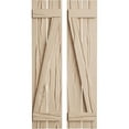 thumbnail image 1 of Ekena Millwork 11 1/2"W x 38"H Rustic Two Board Spaced Board-n-Batten Riverwood Faux Wood Shutters w/Z-Board (Per Pair), Primed Tan, 1 of 11