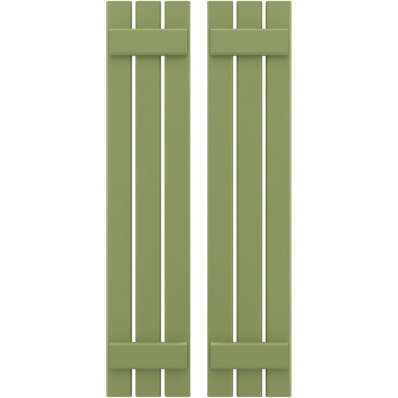 Ekena Millwork 11 1/2"W x 42"H Americraft Three Board (2 Batten) Exterior Real Wood Spaced Board-n-Batten Shutters (Per Pair), Moss Green