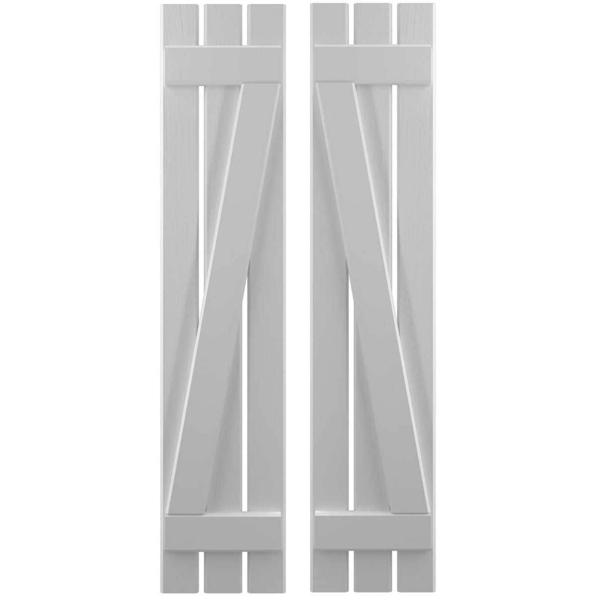 Ekena Millwork 11 1/2"W x 44"H Americraft Three Board (2 Batten) Exterior Real Wood Spaced Board-n-Batten Shutters w/ Z-Bar (Per Pair), Primed