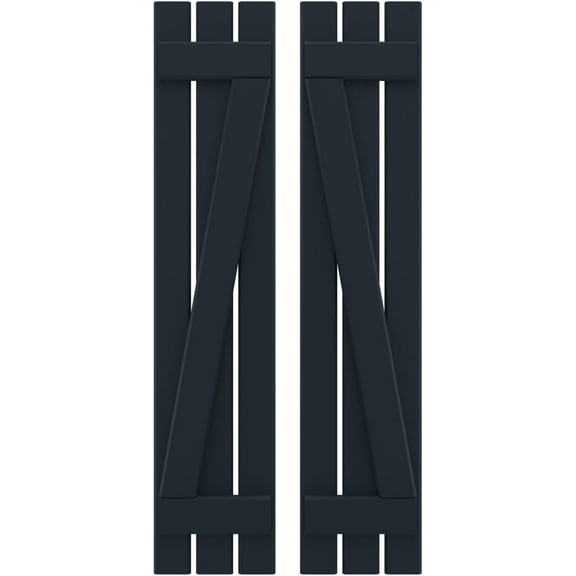 Ekena Millwork 11 1/2"W x 47"H Americraft Three Board (2 Batten) Exterior Real Wood Spaced Board-n-Batten Shutters w/ Z-Bar (Per Pair), Starless Night Blue