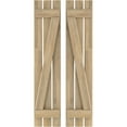 thumbnail image 1 of Ekena Millwork 11 1/2"W x 47"H Americraft Three Board (2 Batten) Exterior Real Wood Spaced Board-n-Batten Shutters w/ Z-Bar (Per Pair), Unfinished, 1 of 10