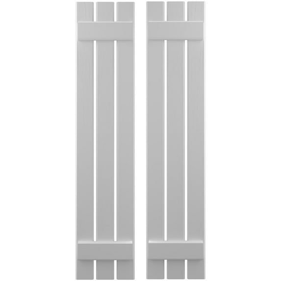 Ekena Millwork 11 1/2"W x 48"H Americraft Three Board (2 Batten) Exterior Real Wood Spaced Board-n-Batten Shutters (Per Pair), Primed