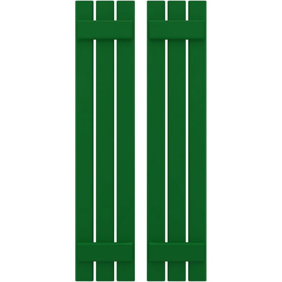 Ekena Millwork 11 1/2"W x 48"H Americraft Three Board (2 Batten) Exterior Real Wood Spaced Board-n-Batten Shutters (Per Pair), Viridian Green