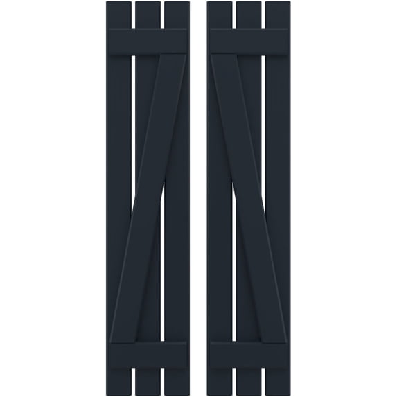 Ekena Millwork 11 1/2"W x 48"H Americraft Three Board (2 Batten) Exterior Real Wood Spaced Board-n-Batten Shutters w/ Z-Bar (Per Pair), Starless Night Blue