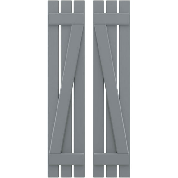 Ekena Millwork 11 1/2"W x 50"H Americraft Three Board (2 Batten) Exterior Real Wood Spaced Board-n-Batten Shutters w/ Z-Bar (Per Pair), Ocean Swell