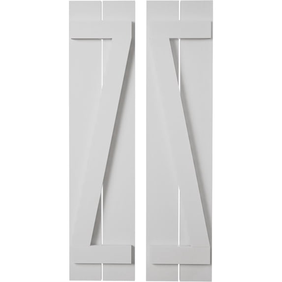 Ekena Millwork 11 1/2"W x 52"H Rustic Two Board Spaced Board-n-Batten Smooth Faux Wood Shutters w/Z-Board (Per Pair), Primed Tan
