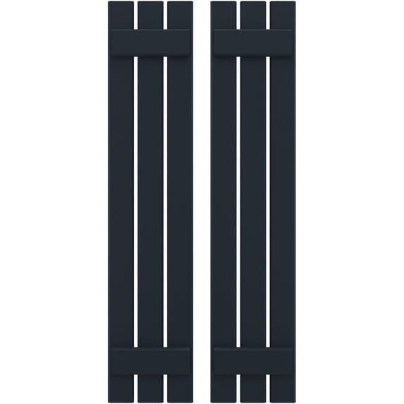 Ekena Millwork 11 1/2"W x 54"H Americraft Three Board (2 Batten) Exterior Real Wood Spaced Board-n-Batten Shutters (Per Pair), Starless Night Blue