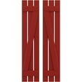 thumbnail image 1 of Ekena Millwork 11 1/2"W x 54"H Americraft Three Board (2 Batten) Exterior Real Wood Spaced Board-n-Batten Shutters w/ Z-Bar (Per Pair), Fire Red, 1 of 10