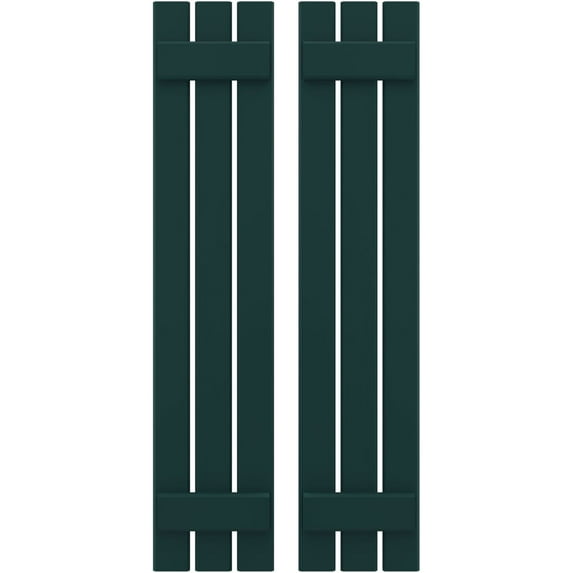 Ekena Millwork 11 1/2"W x 56"H Americraft Three Board (2 Batten) Exterior Real Wood Spaced Board-n-Batten Shutters (Per Pair), Thermal Green