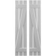 thumbnail image 1 of Ekena Millwork 11 1/2"W x 56"H Americraft Three Board (2 Batten) Exterior Real Wood Spaced Board-n-Batten Shutters w/ Z-Bar (Per Pair), Primed, 1 of 10
