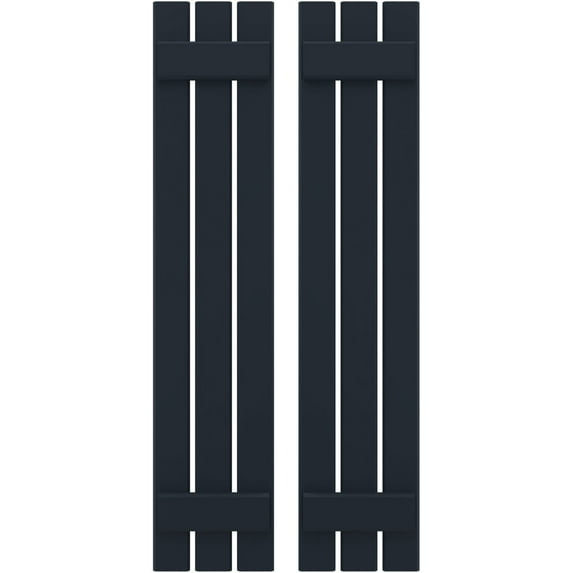 Ekena Millwork 11 1/2"W x 58"H Americraft Three Board (2 Batten) Exterior Real Wood Spaced Board-n-Batten Shutters (Per Pair), Starless Night Blue