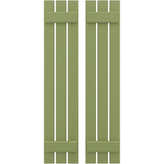 Ekena Millwork 11 1/2"W x 60"H Americraft Three Board (2 Batten) Exterior Real Wood Spaced Board-n-Batten Shutters (Per Pair), Moss Green