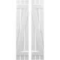 thumbnail image 1 of Ekena Millwork 11 1/2"W x 62"H Americraft Three Board (2 Batten) Exterior Real Wood Spaced Board-n-Batten Shutters w/ Z-Bar (Per Pair), White, 1 of 10