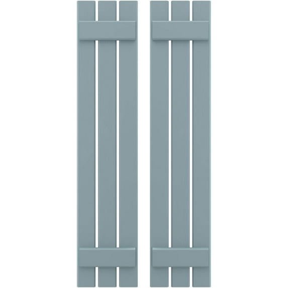 Ekena Millwork 11 1/2"W x 63"H Americraft Three Board (2 Batten) Exterior Real Wood Spaced Board-n-Batten Shutters (Per Pair), Peaceful Blue