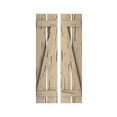 thumbnail image 1 of Ekena Millwork 11 1/2"W x 64"H Rustic Two Board Spaced Board-n-Batten Pecky Cypress Faux Wood Shutters w/Z-Board (Per Pair), Primed Tan, 1 of 11