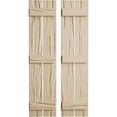 thumbnail image 1 of Ekena Millwork 11 1/2"W x 64"H Rustic Two Board Spaced Board-n-Batten Riverwood Faux Wood Shutters (Per Pair), Primed Tan, 1 of 12