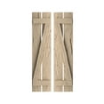 thumbnail image 1 of Ekena Millwork 11 1/2"W x 68"H Rustic Two Board Spaced Board-n-Batten Hand Hewn Faux Wood Shutters w/Z-Board (Per Pair), Primed Tan, 1 of 11