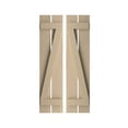 thumbnail image 1 of Ekena Millwork 11 1/2"W x 68"H Rustic Two Board Spaced Board-n-Batten Rough Cedar Faux Wood Shutters w/Z-Board (Per Pair), Primed Tan, 1 of 11