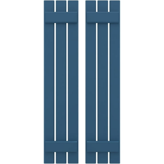 Ekena Millwork 11 1/2"W x 71"H Americraft Three Board (2 Batten) Exterior Real Wood Spaced Board-n-Batten Shutters (Per Pair), Sojourn Blue