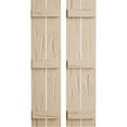 thumbnail image 1 of Ekena Millwork 11 1/2"W x 82"H Rustic Two Board Spaced Board-n-Batten Pecky Cypress Faux Wood Shutters (Per Pair), Primed Tan, 1 of 12
