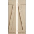 thumbnail image 1 of Ekena Millwork 11 1/2"W x 88"H Rustic Two Board Spaced Board-n-Batten Rough Sawn Faux Wood Shutters w/Z-Board (Per Pair), Primed Tan, 1 of 11