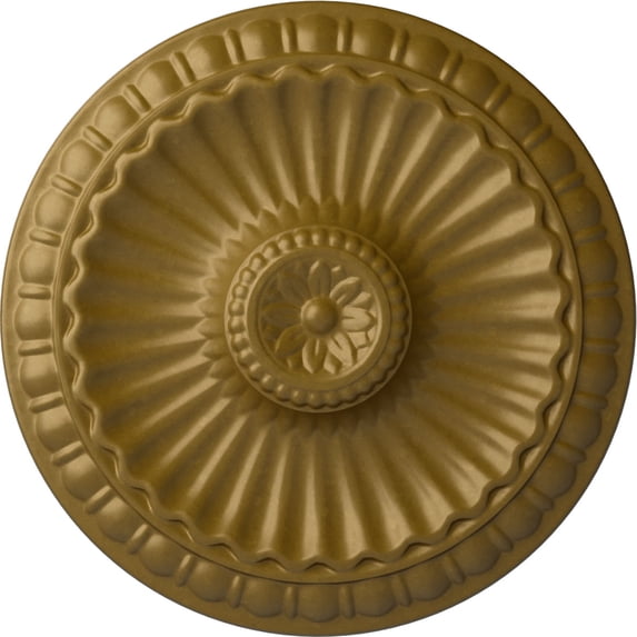 Ekena Millwork 11 1/4"OD x 1 1/8"P Linus Ceiling Medallion, Hand-Painted Gold