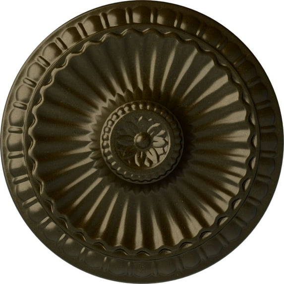 Ekena Millwork 11 1/4"OD x 1 1/8"P Linus Ceiling Medallion, Hand-Painted Green Gold