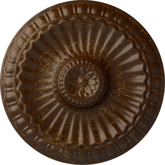 Ekena Millwork 11 1/4"OD x 1 1/8"P Linus Ceiling Medallion, Hand-Painted Root Beer Crackle