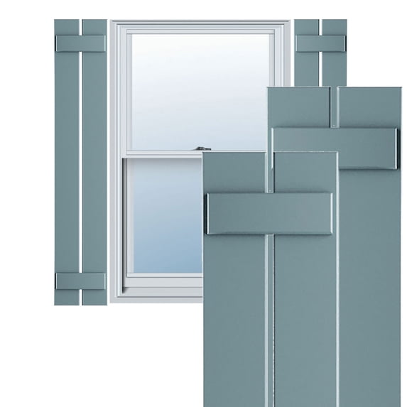 Ekena Millwork 11 1/4"W x 27"H True Fit PVC Two Board Spaced Board-n-Batten Shutters, Peaceful Blue (Per Pair - Hardware Not Included)
