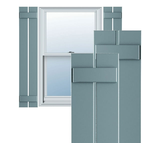 Ekena Millwork 11 1/4"W x 38"H True Fit PVC Two Board Spaced Board-n-Batten Shutters, Peaceful Blue (Per Pair - Hardware Not Included)